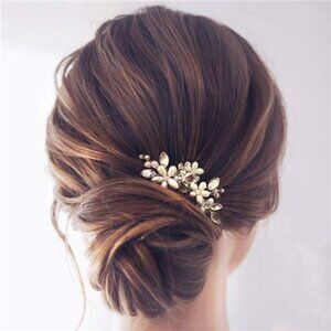 Bride Wedding Pearl Hair Pins Rhinestone Flower Hair Piece Dressy Bridal